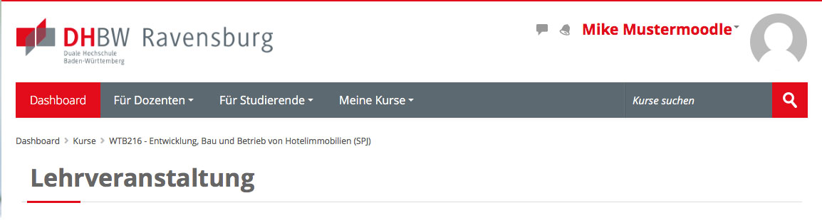 Moodle DHBW Ravensburg Breadcrumb