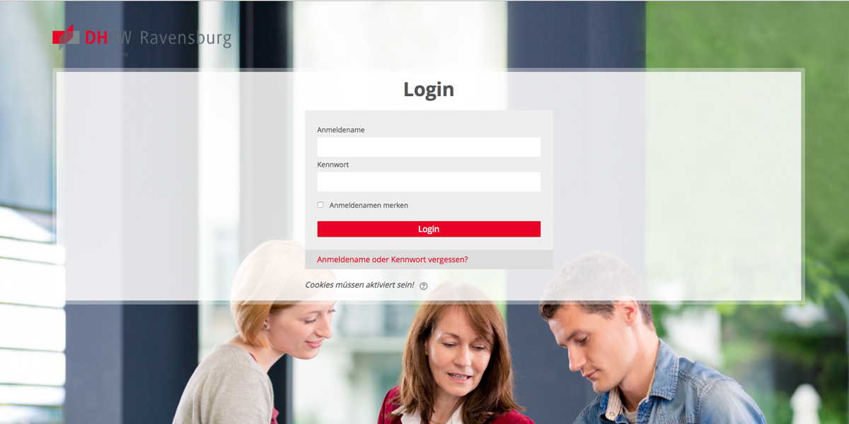 Login-Seite von Moodle DHBW Ravensburg